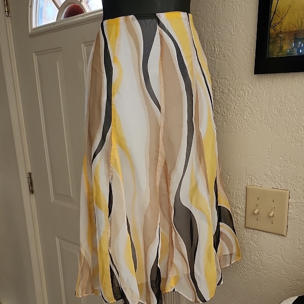 Cato Yellow and Black A-Line Skirt